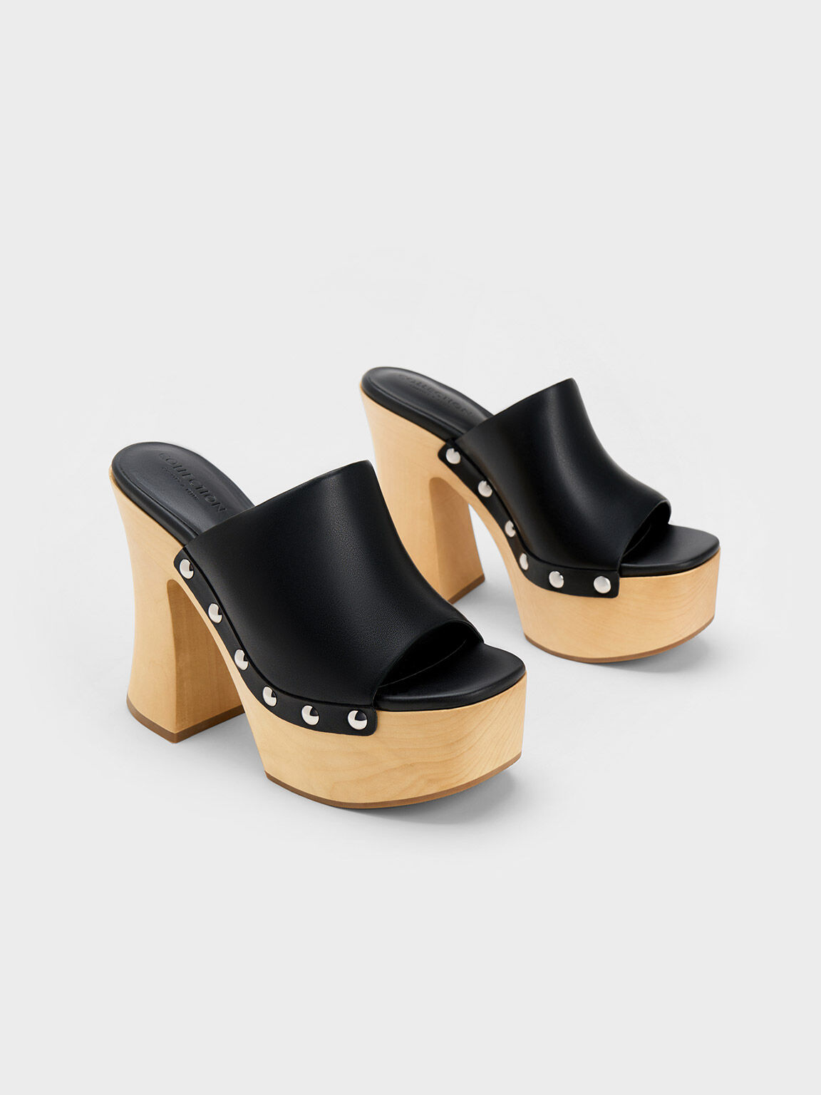 Tabitha Leather Platform Clogs, Black, hi-res