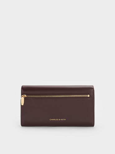 Lilibet Metallic-Accent Chain-Strap Long Wallet, Plum, hi-res
