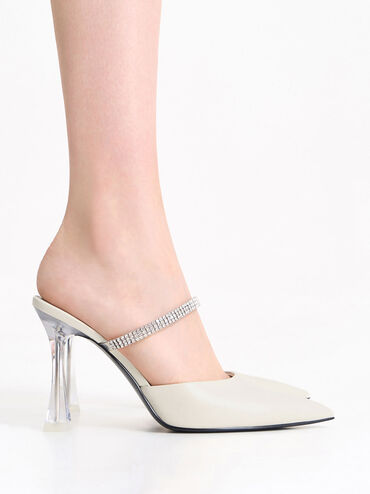 Gem Strap Mules, Cream, hi-res