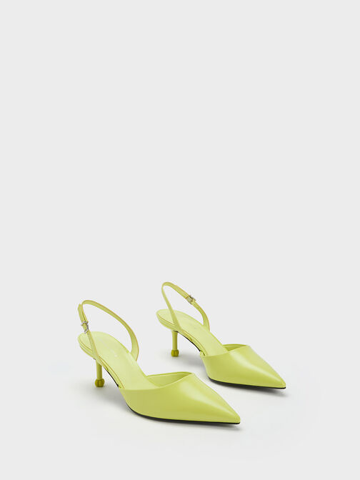 Sculptural Heel Slingback Pumps, Lime, hi-res