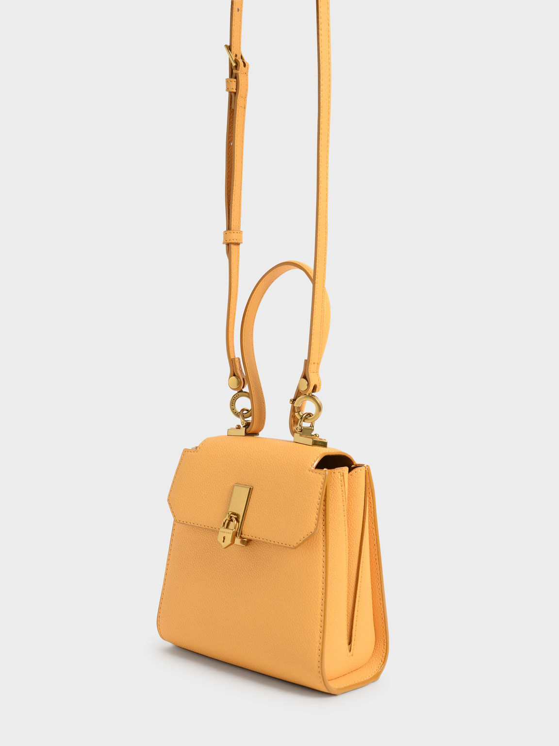 Locket Chain-Link Trapeze Bag, Mustard, hi-res