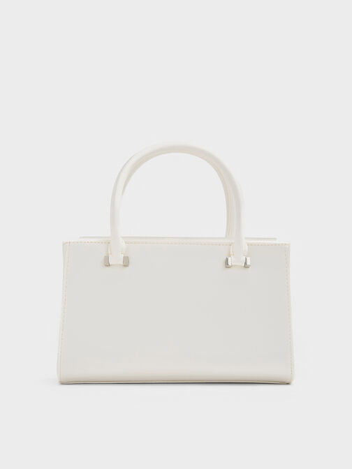 Satin Boxy Tote Bag, White, hi-res