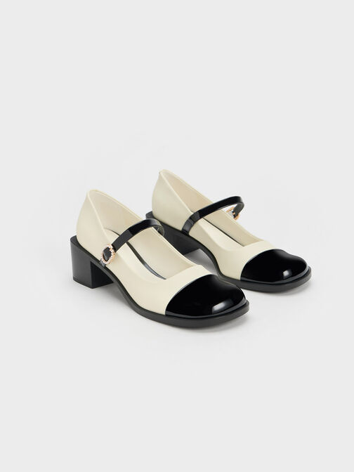 Patent Crystal-Embellished Buckle Two-Tone Mary Janes, Multi, hi-res