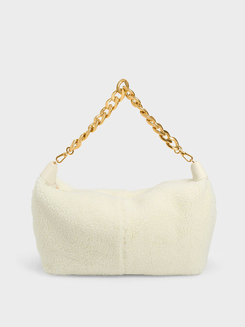Chunky Chain Link Furry Hobo Bag, Multi, hi-res