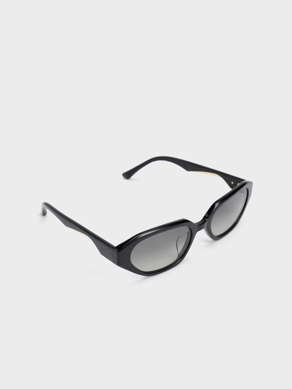 Acetate Oval Sunglasses, Black, hi-res