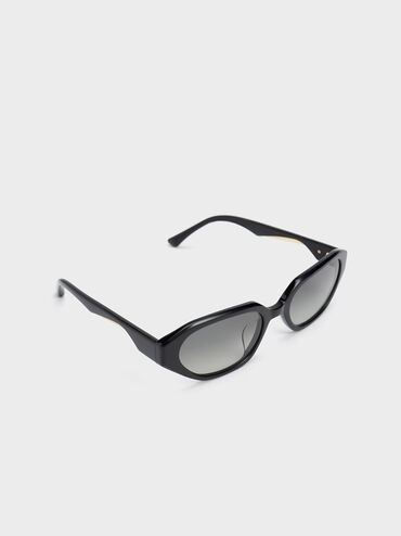 نظارة شمسية بيضاوية من الأسيتات, أسود, hi-res