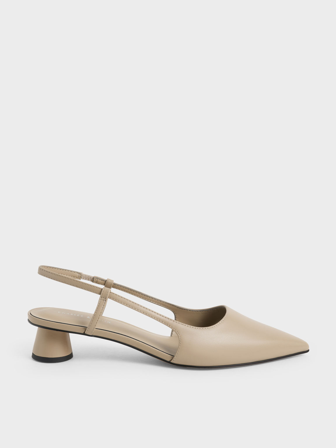 Cylindrical Heel Slingback Pumps, Sand, hi-res