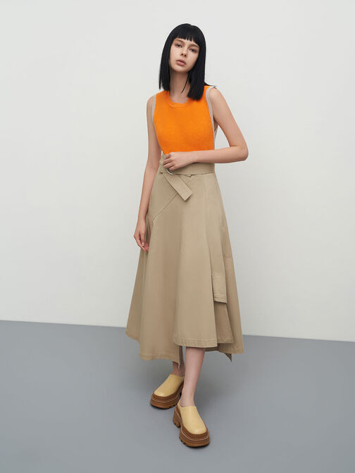 Two-Tone Chunky Round Toe Mules, Yellow, hi-res