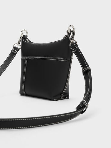 Anthea Contrast-Trim Shoulder Bag, Black, hi-res