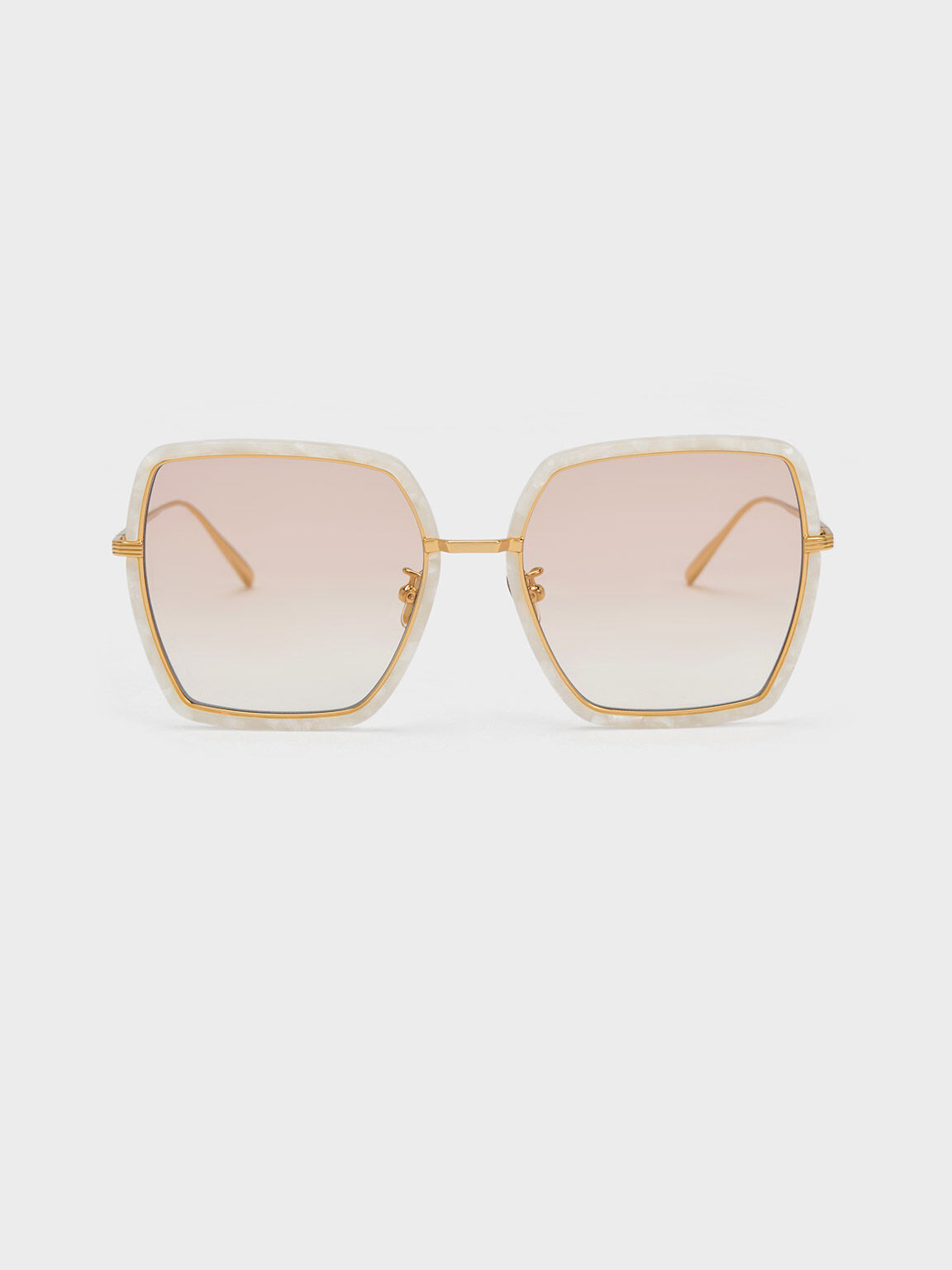 Oversized Square Butterfly Sunglasses, Cream, hi-res