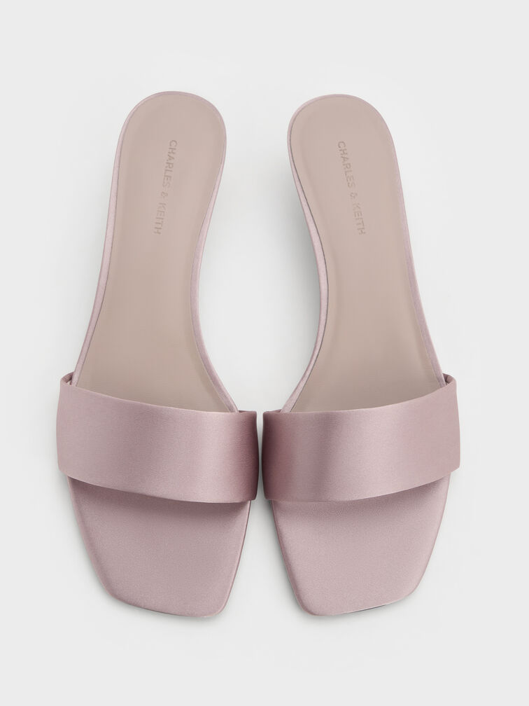Susie Satin Kitten-Heel Mules, Mauve, hi-res