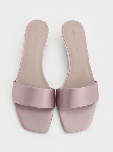 Susie Satin Kitten-Heel Mules, Mauve, hi-res