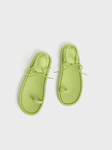 Austell Bow-Tie Toe-Ring Padded Sandals, Green, hi-res