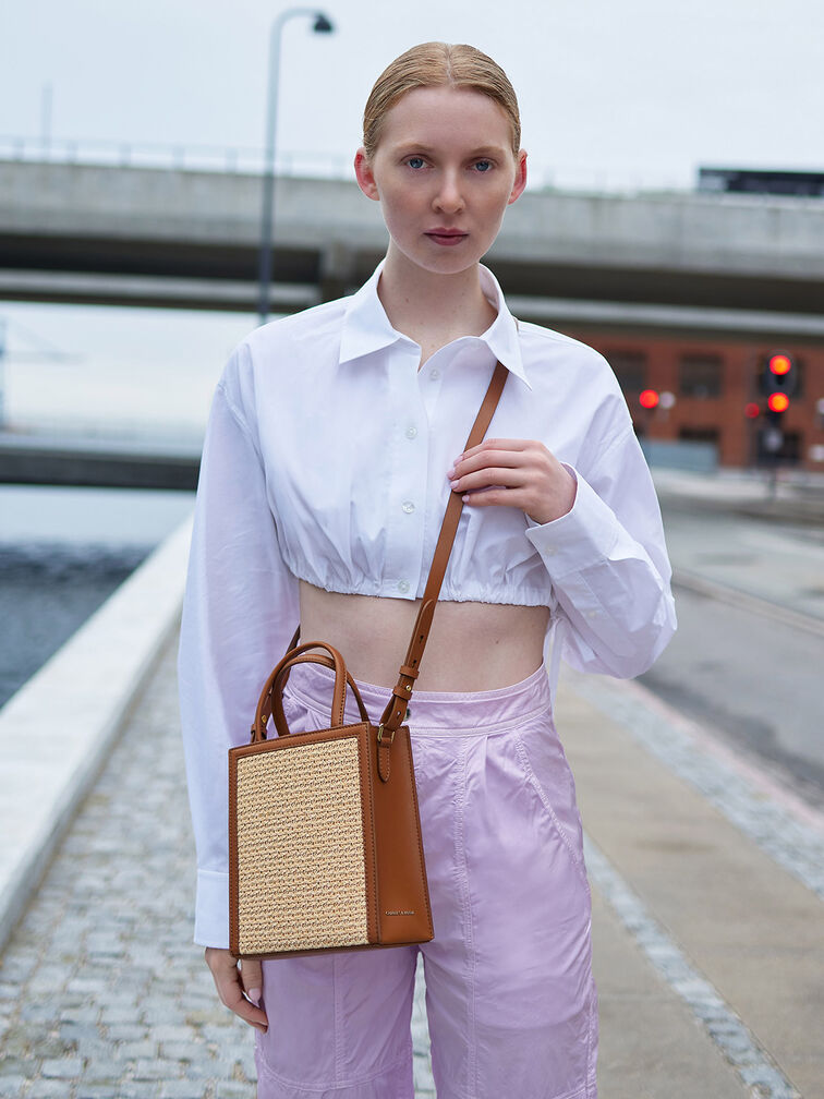 Raffia Double Handle Tote Bag, Multi, hi-res
