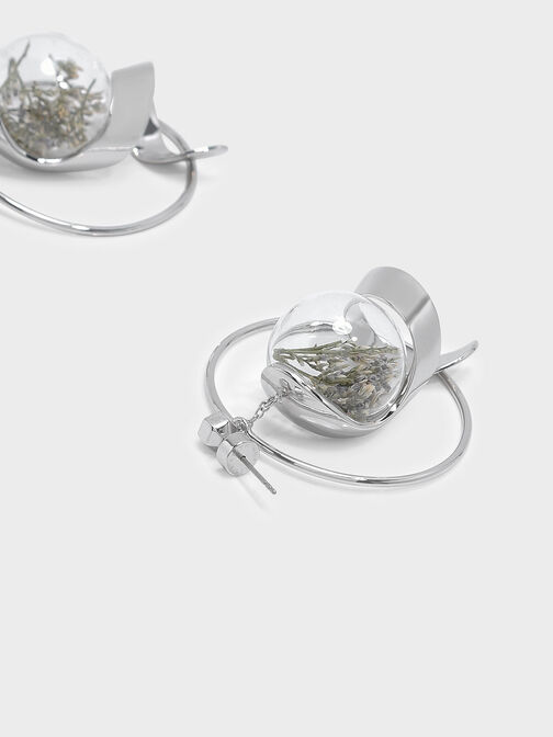 Floral Bauble Earrings, White, hi-res