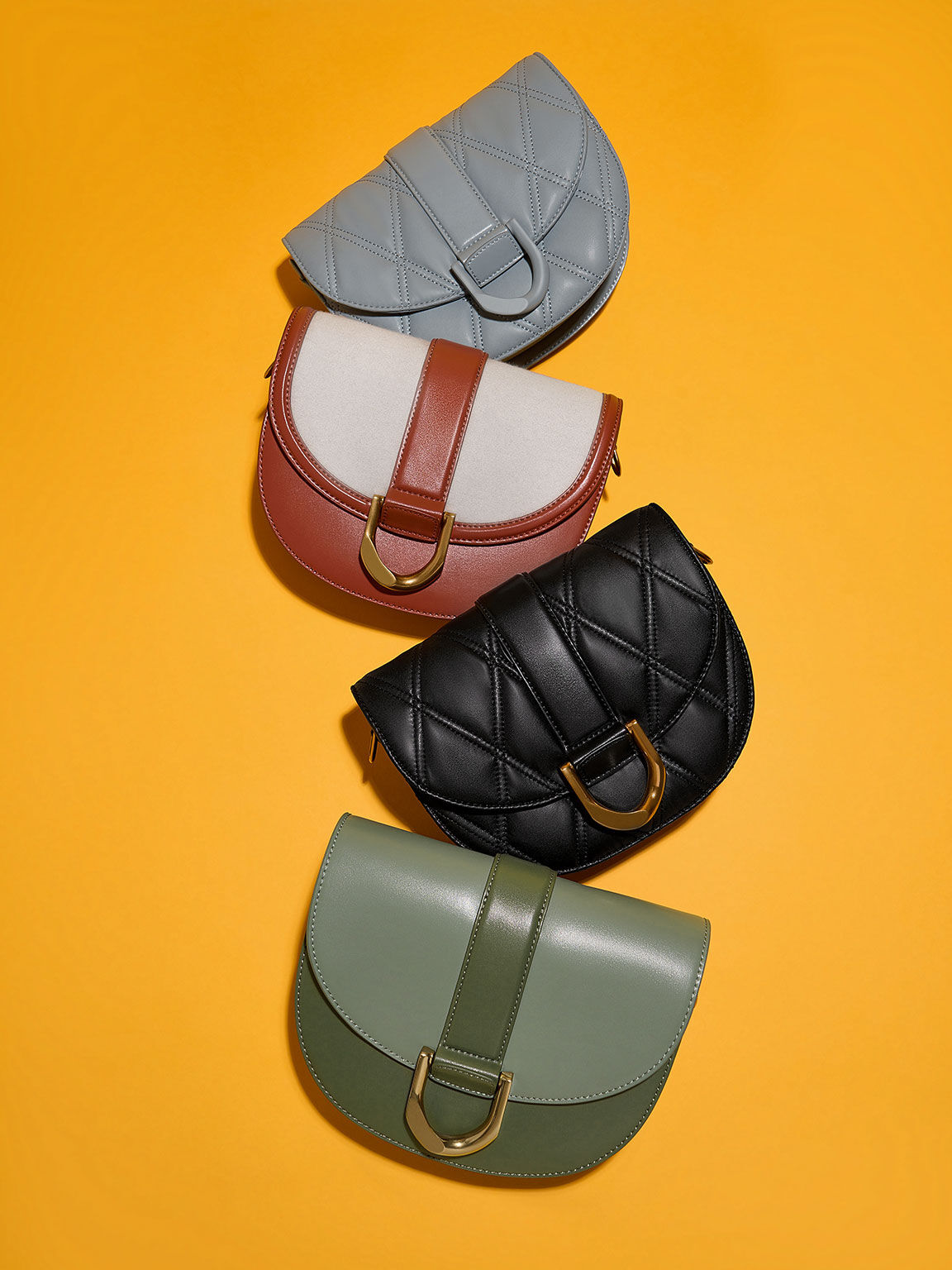 Black Gabine Quilted Saddle Bag CHARLES KEITH SA
