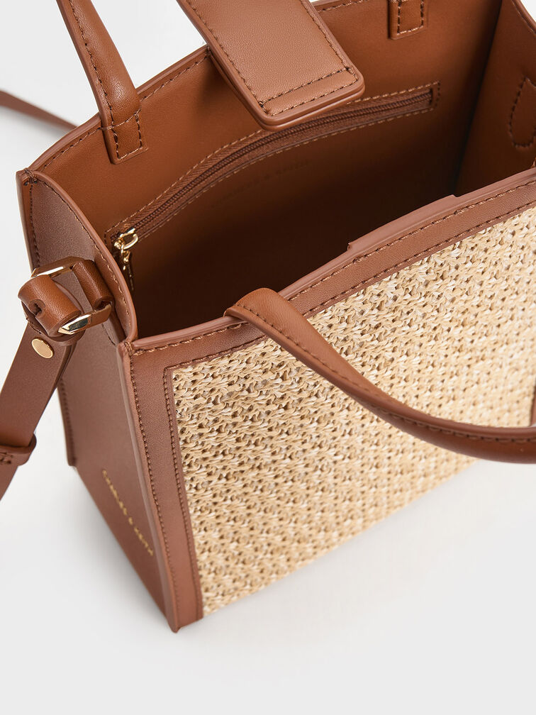 Raffia Double Handle Tote Bag, Multi, hi-res