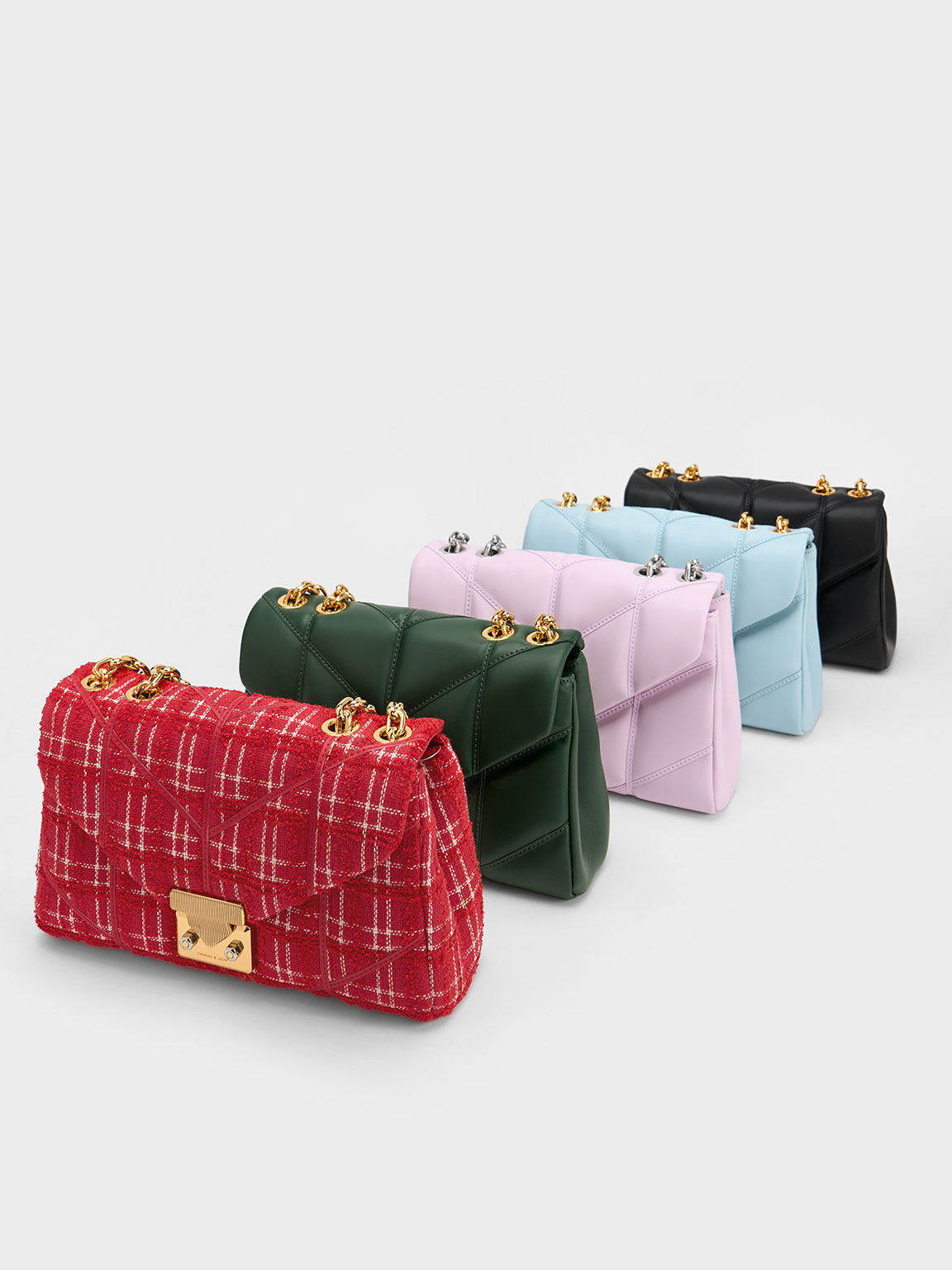 Eudora Chevron Trapeze Bag, Dark Green, hi-res