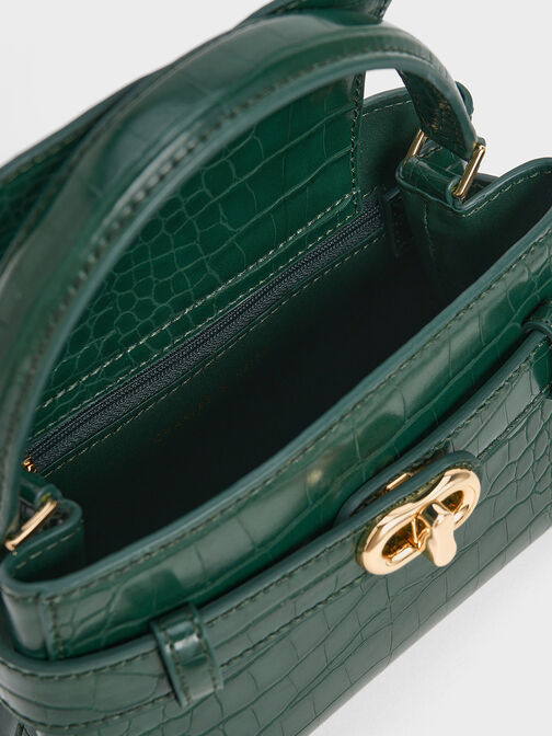 حقيبة يد علوية بتأثير جلد التمساح من أوبرييل, أخضر غامق, hi-res