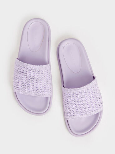 Snake Print Crossover Slingback Sandals, Lilac, hi-res