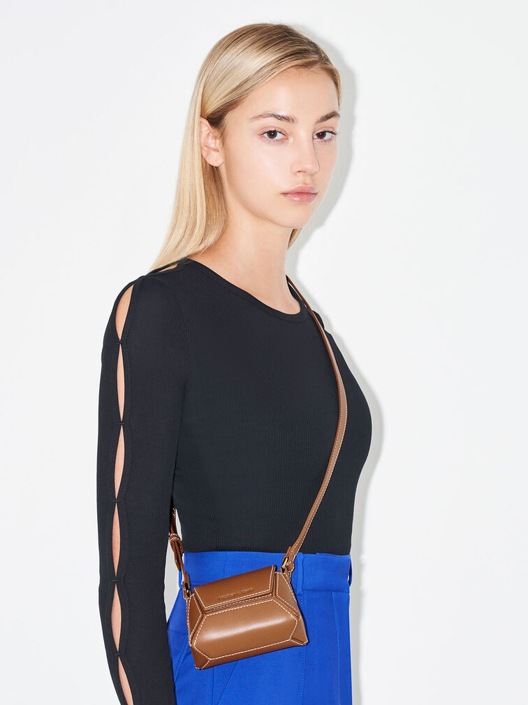Nasrin Geometric Mini Bag, Chocolate, hi-res