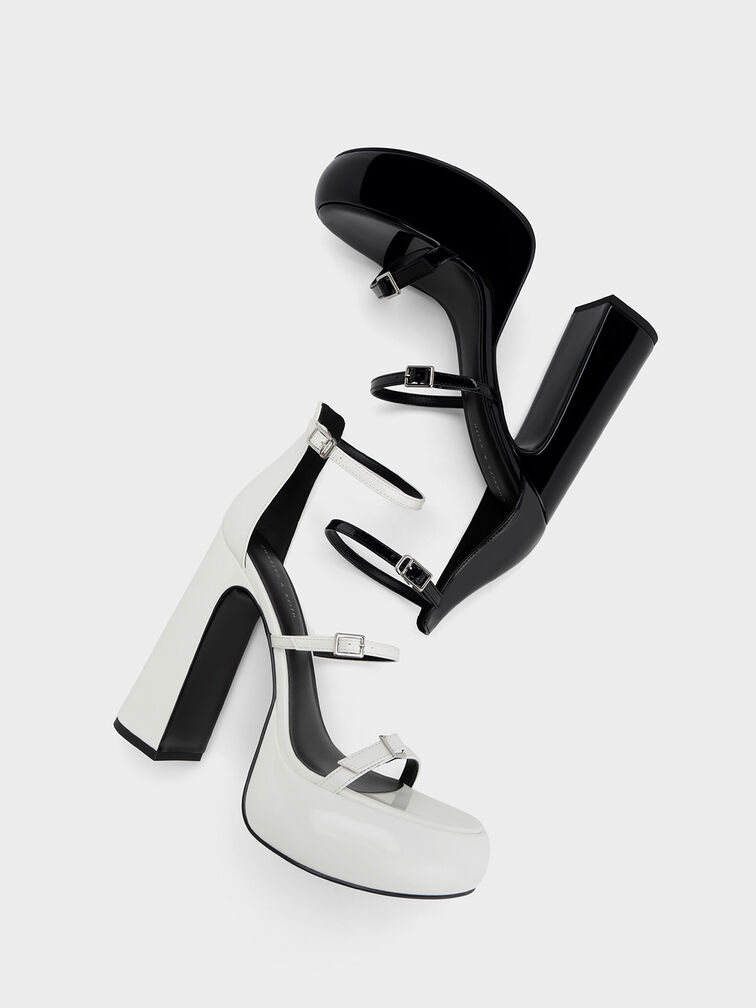 Elvina Patent Buckled Platform Sandals, Black Patent, hi-res