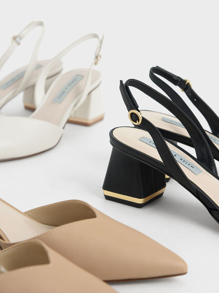 Katarina Trapeze Heel Slingback Pumps, Black, hi-res