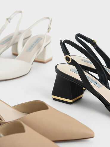 Katarina Trapeze Heel Slingback Pumps, Black, hi-res