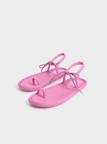 Austell Bow-Tie Toe-Ring Padded Sandals, Pink, hi-res