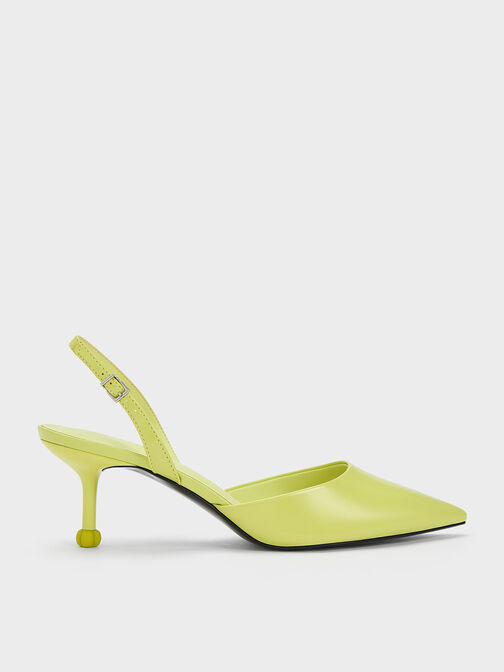 Sculptural Heel Slingback Pumps, Lime, hi-res