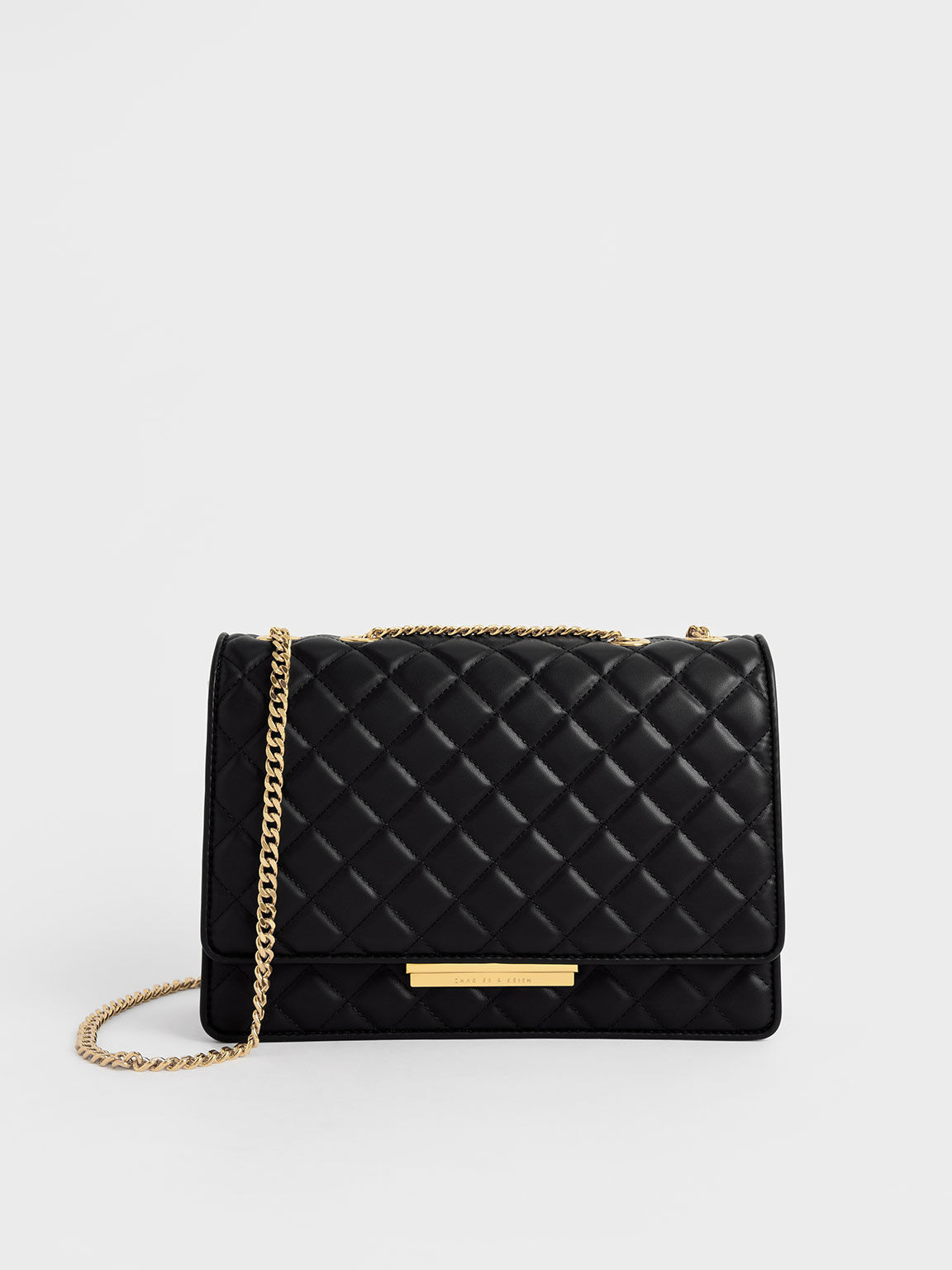 Black Double Chain Handle Quilted Bag CHARLES KEITH SA
