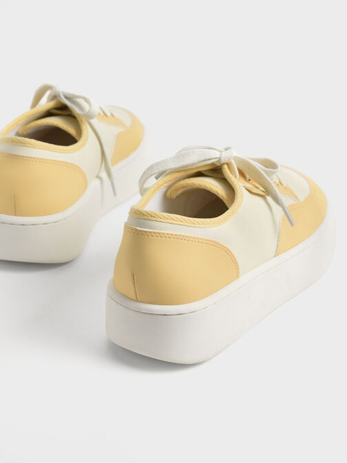 Skye Two-Tone Cotton Sneakers, Yellow, hi-res