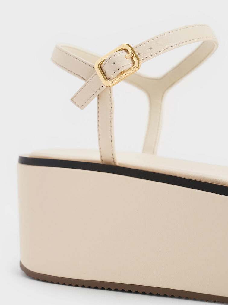 Strappy Flatform Wedge Sandals, Chalk, hi-res