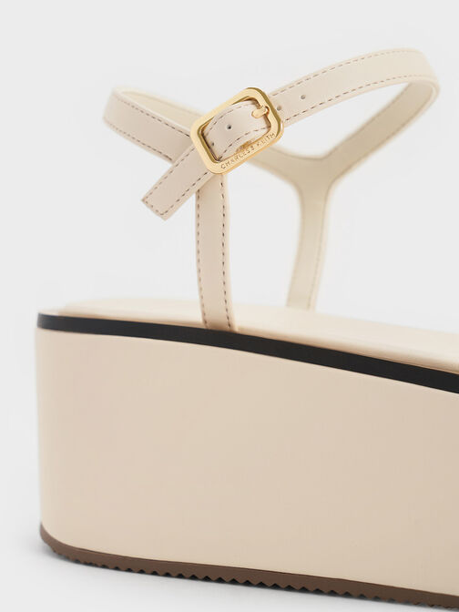 Strappy Flatform Wedge Sandals, Chalk, hi-res