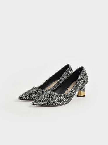 Cammie Metallic Sculptural Heel Tweed Pumps, Multi, hi-res