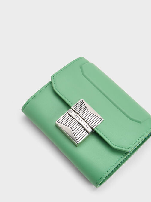 Kalinda Metallic Accent Wallet, Green, hi-res