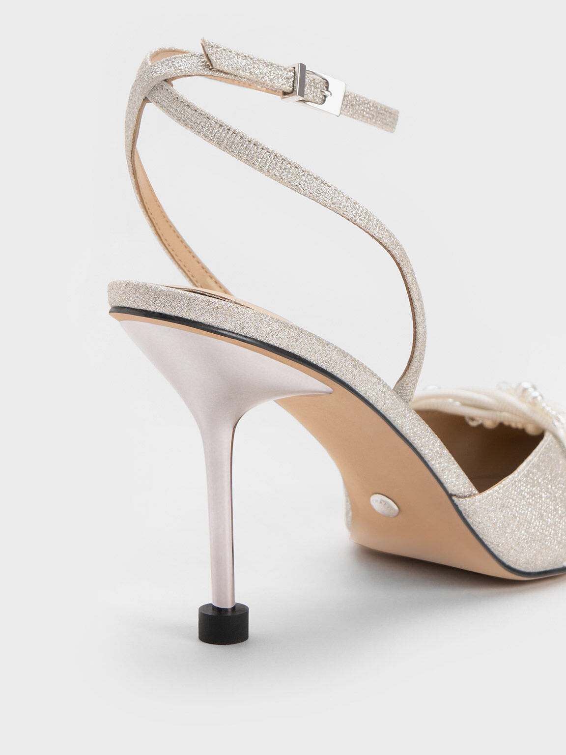 Silver pumps online with strap