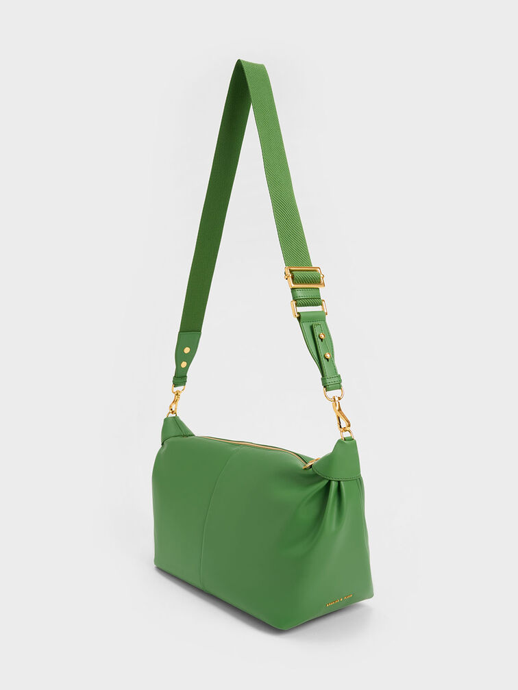 حقيبة هوبو بسلسلة عريضة, لون أخضر, hi-res