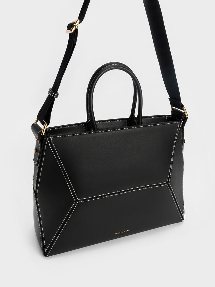 Nasrin Geometric Tote Bag, Black, hi-res
