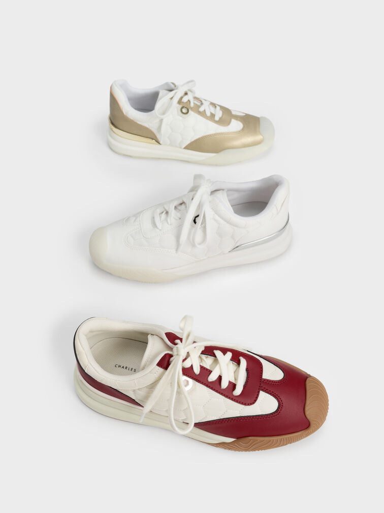 Nylon Low-Top Sneakers, Gold, hi-res