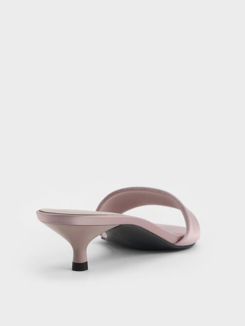 Susie Satin Kitten-Heel Mules, Mauve, hi-res