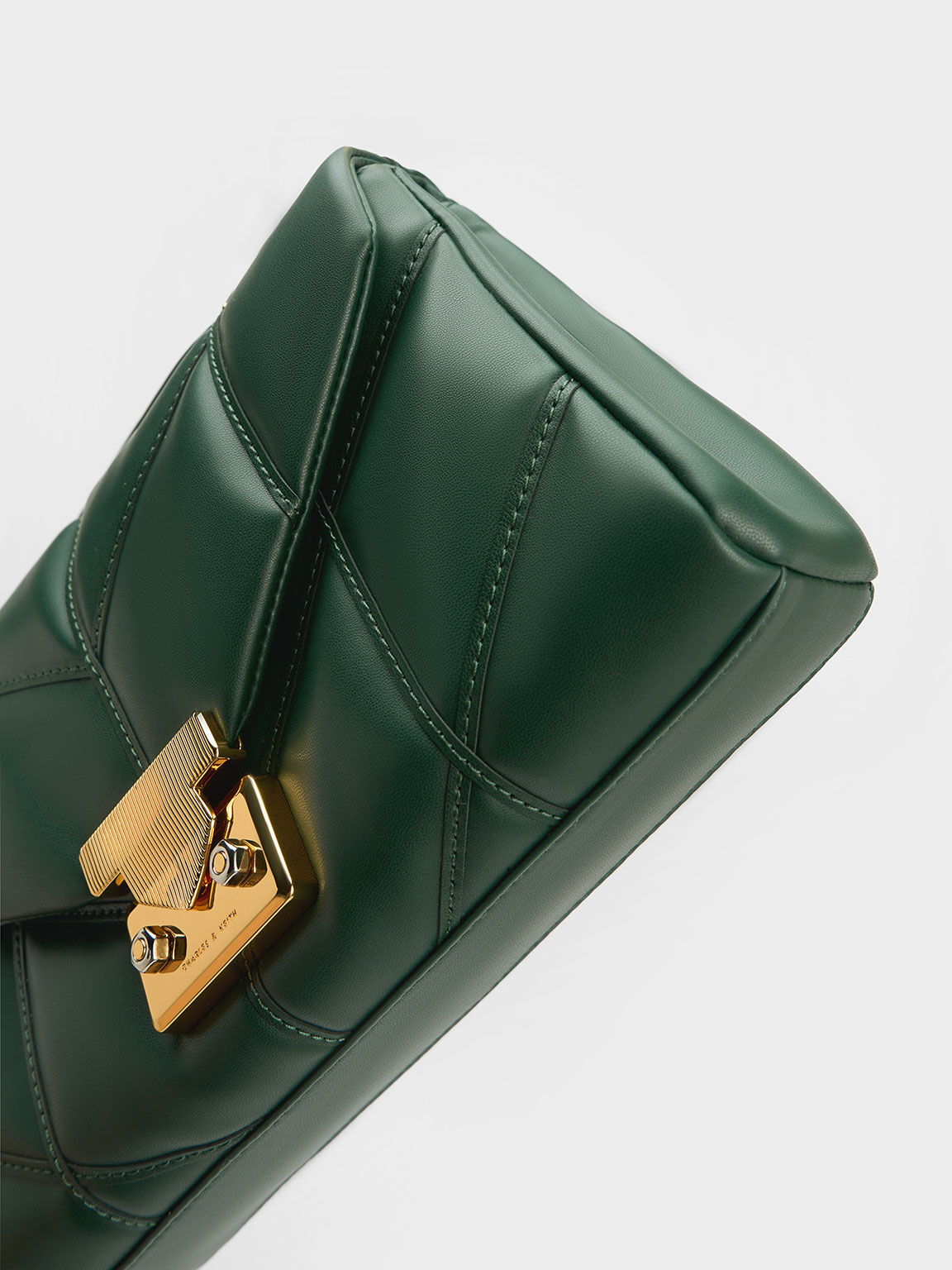 Eudora Chevron Trapeze Bag, Dark Green, hi-res