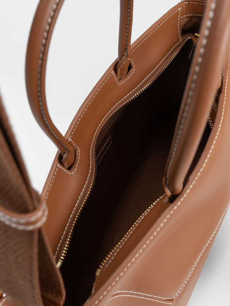 Nasrin Geometric Tote Bag, Chocolate, hi-res