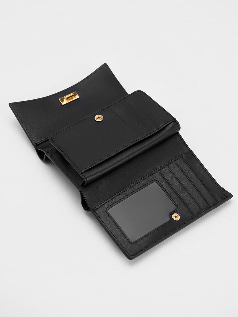 Huxley Metallic-Accent Front Flap Wallet, Black, hi-res