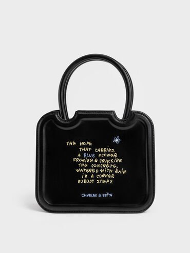 Perline Double Handle Sculptural Tote Bag, Black, hi-res