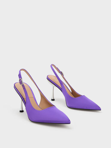 Demi Recycled Polyester Slingback Pumps, Purple, hi-res