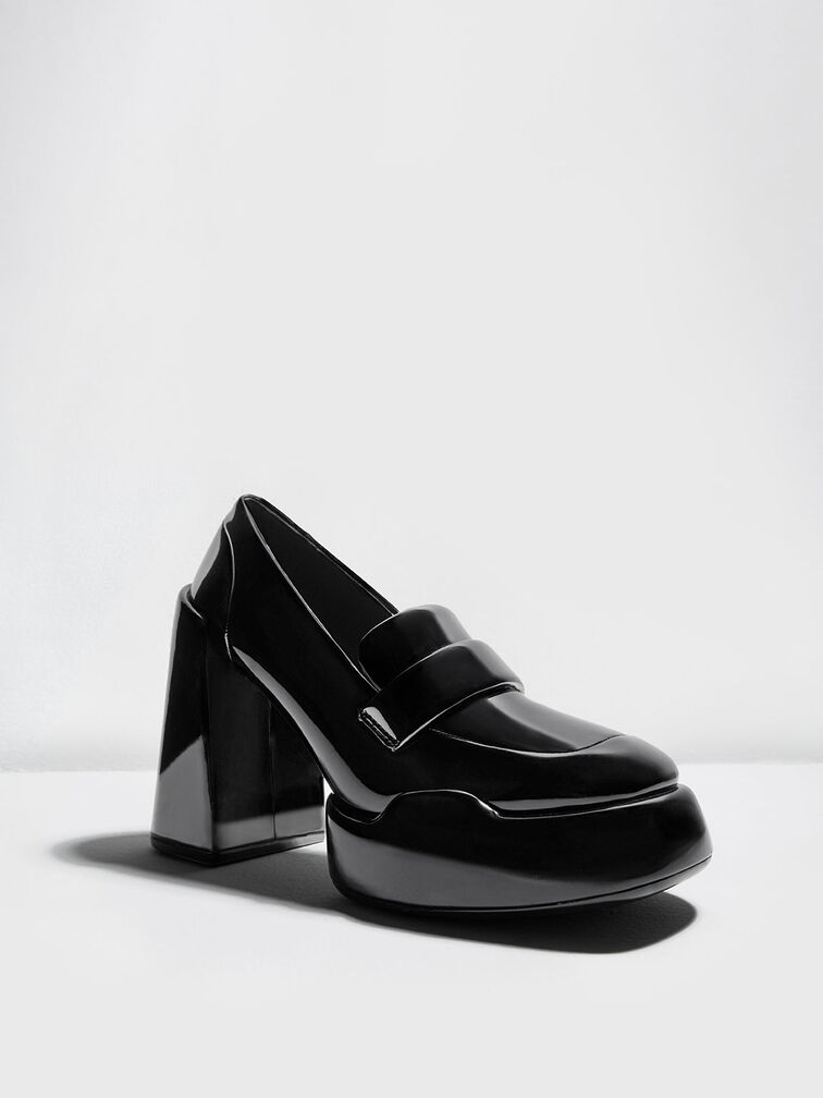 حذاء لولا لوفر من الجلد اللامع, أسود, hi-res