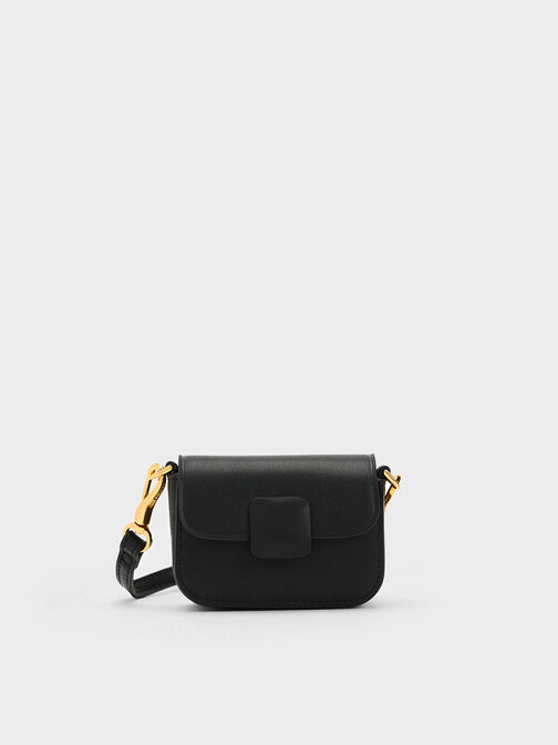 Micro Koa Square Push-Lock Bag, Black, hi-res