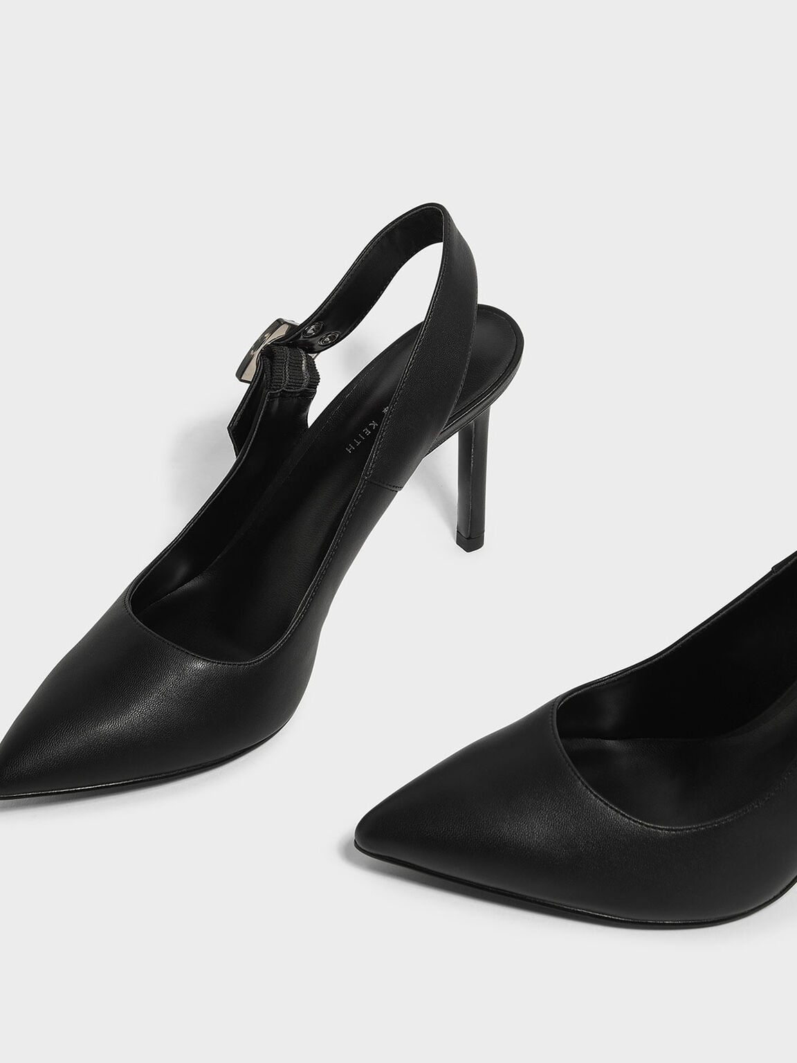 Buckled Slingback Pumps, Black, hi-res