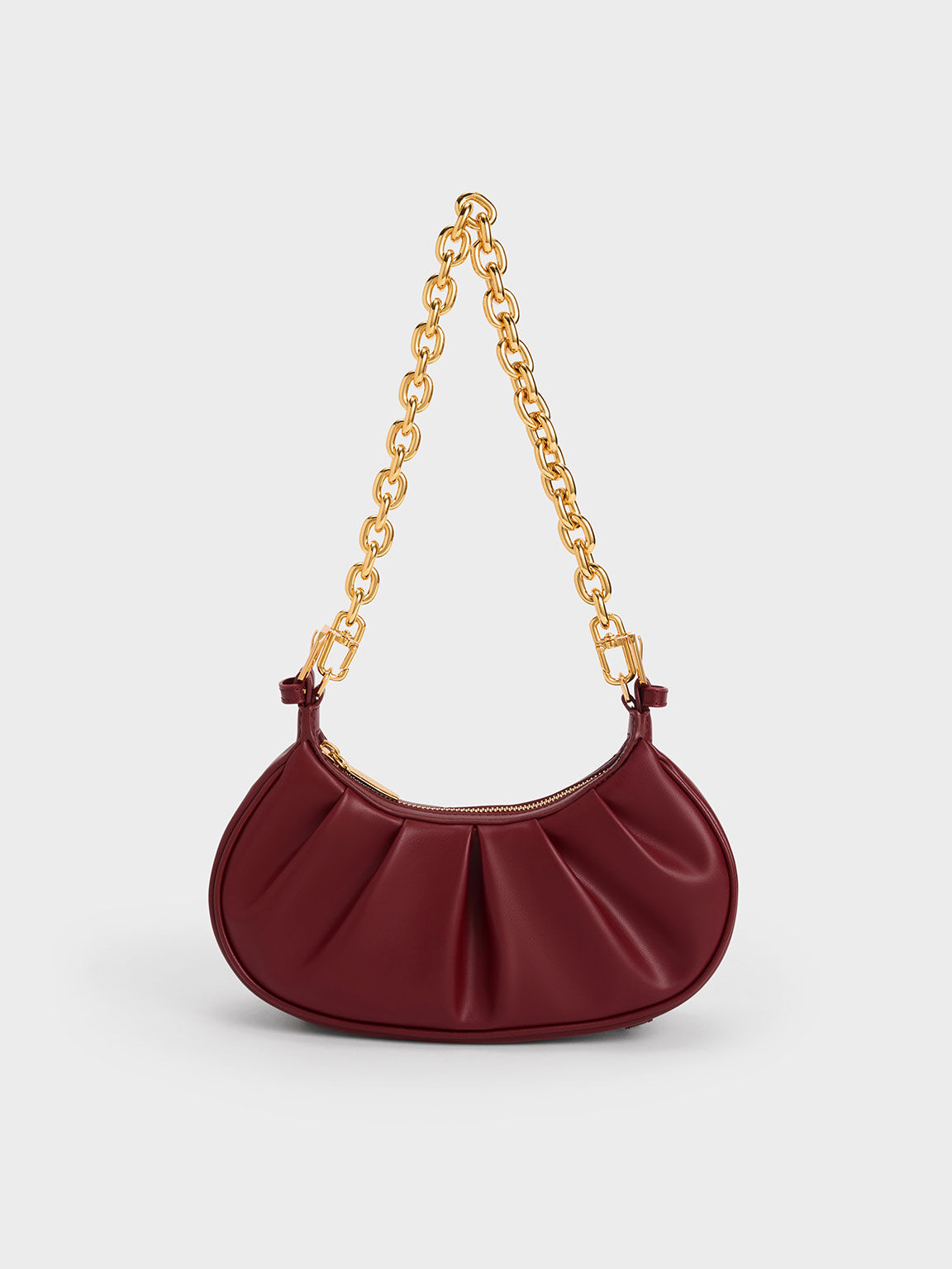 Burgundy Duo Ruched Shoulder Bag CHARLES KEITH SA